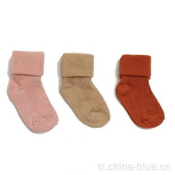 Yeni doğan bebek yumuşak pamuklu çoraplar